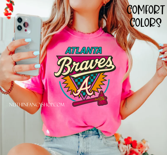 Past Time Retro ATL Baseball on Pink