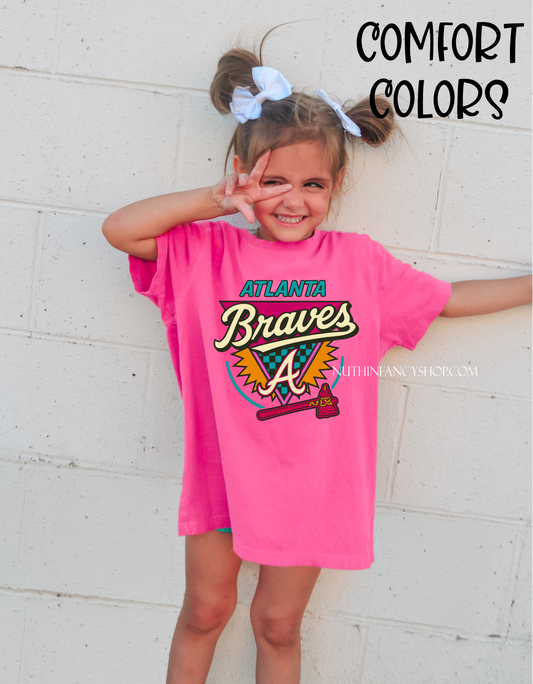 Past Time Retro ATL Baseball on Pink