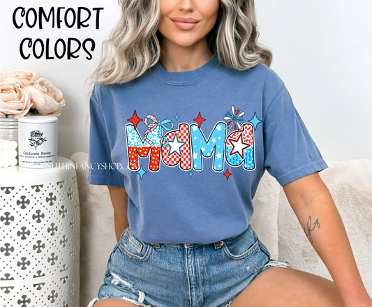 MAMA Patriotic Doodle on Denim