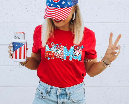 MAMA Patriotic Doodle on Red
