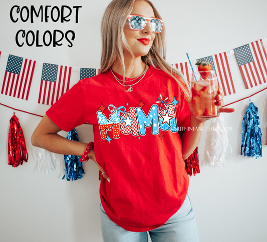 MAMA Patriotic Doodle on Red