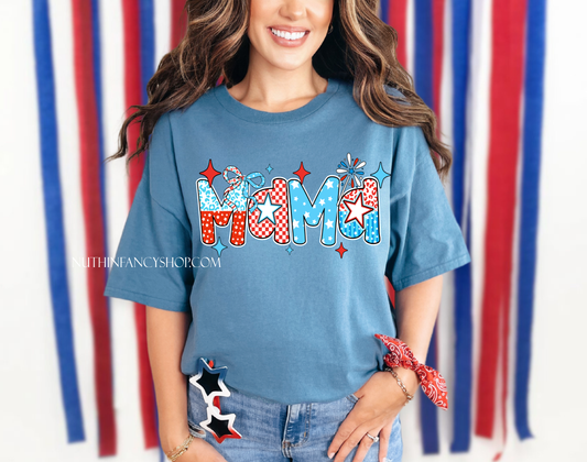 MAMA Patriotic Doodle on Denim