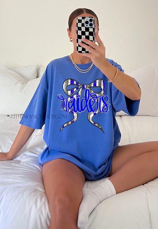 Raiders Hand Drawn Bow on Royal