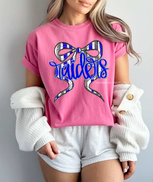 Raiders Hand Drawn Bow on Pink