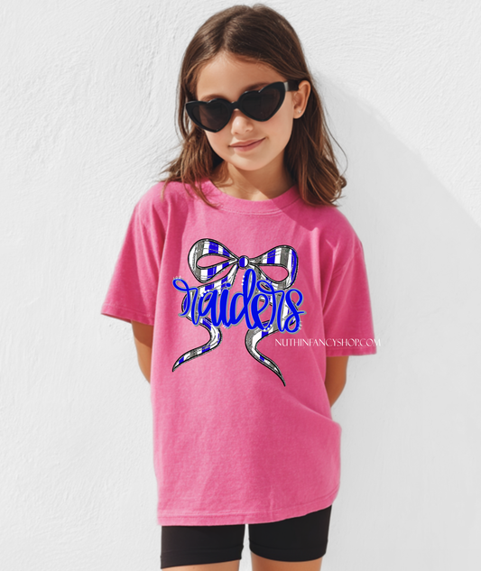 Raiders Hand Drawn Bow on Pink