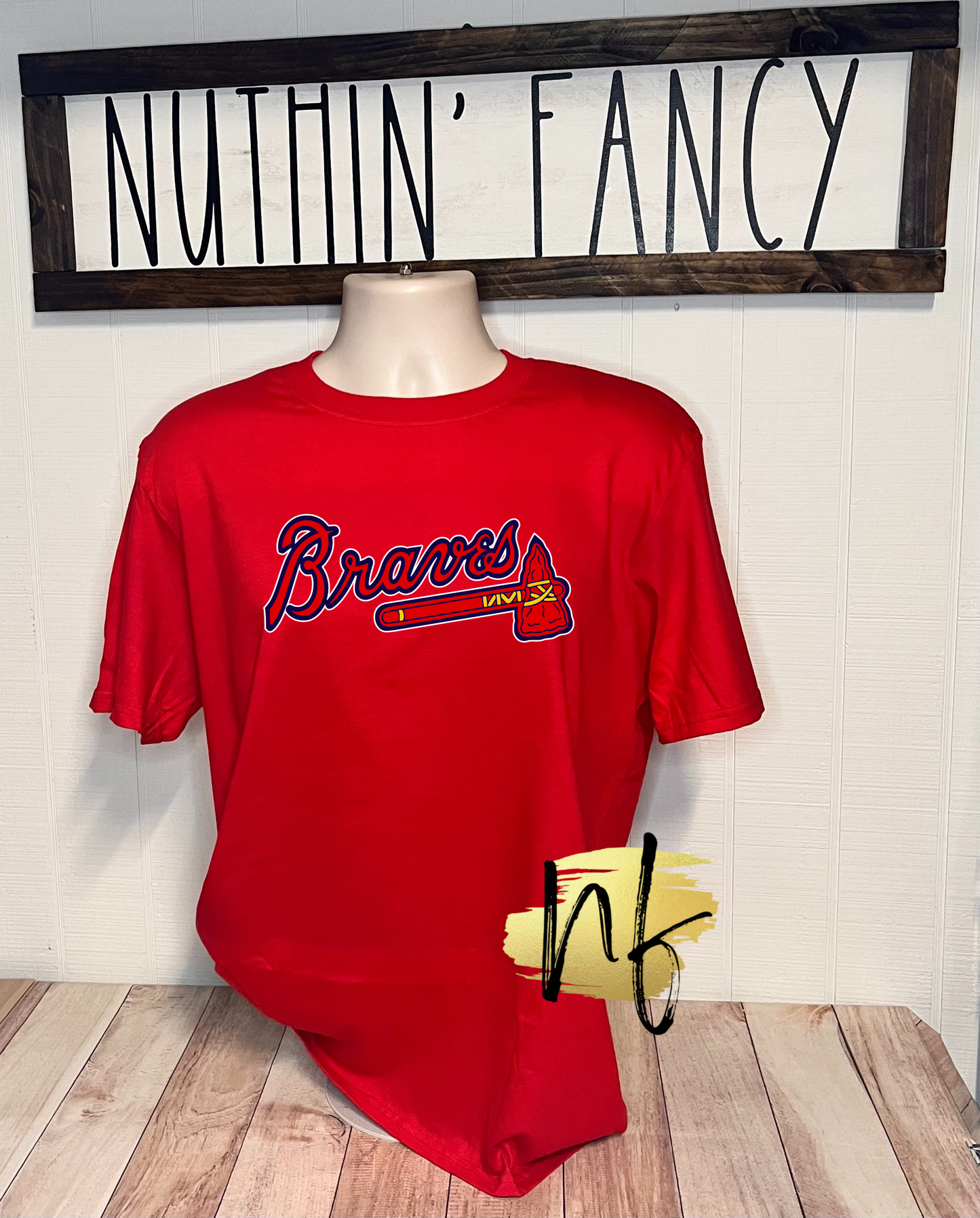 Simple Red and Navy with White Outline Atlanta Team, Red