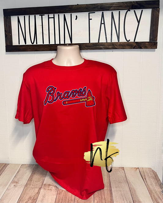 Simple Red and Navy with White Outline Atlanta Team, Red