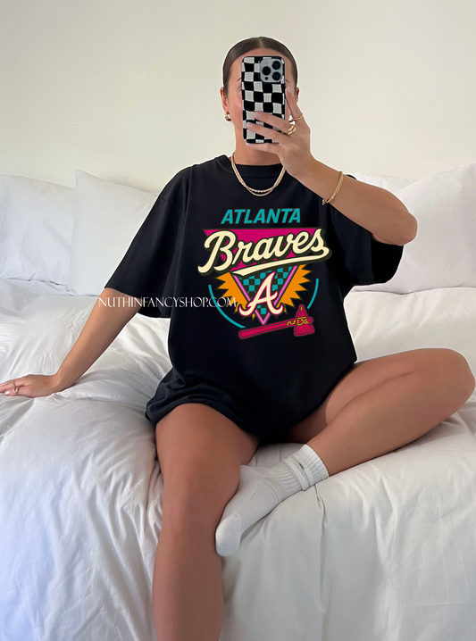 Past Time Retro ATL Baseball on Black