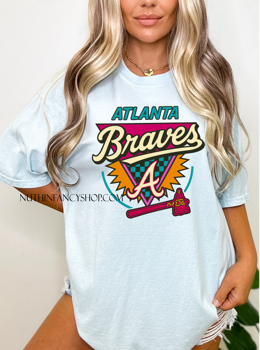 Past Time Retro ATL Baseball on Light Blue