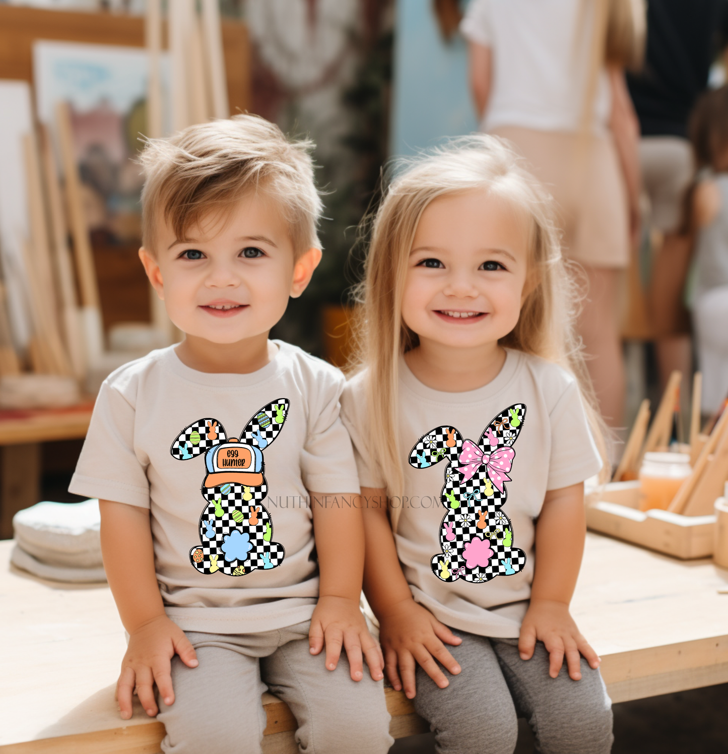 Retro Checkered Bunny, Boy