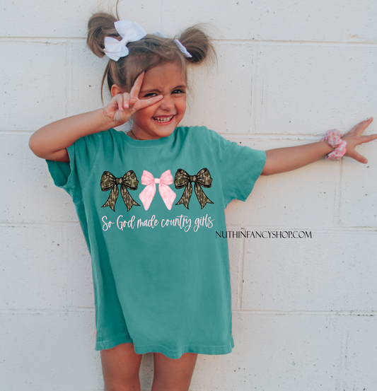 So God Made Country Girls Camo Bow Trio