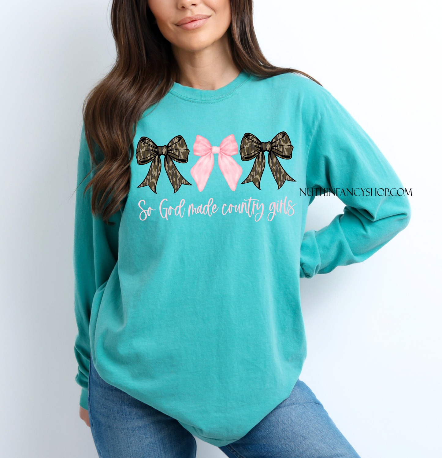 So God Made Country Girls Camo Bow Trio