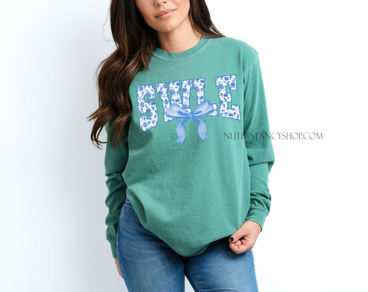 SWLE Preppy Blue Floral on Vintage Green