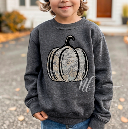 Vintage Camo Pumpkin on Grey