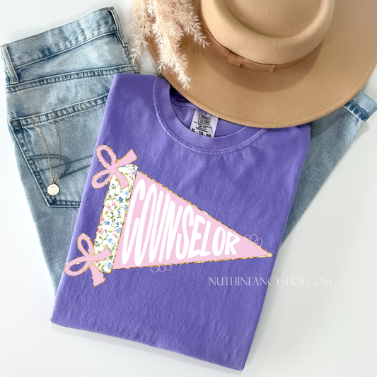 Floral Preppy COUNSELOR Pennant on Violet
