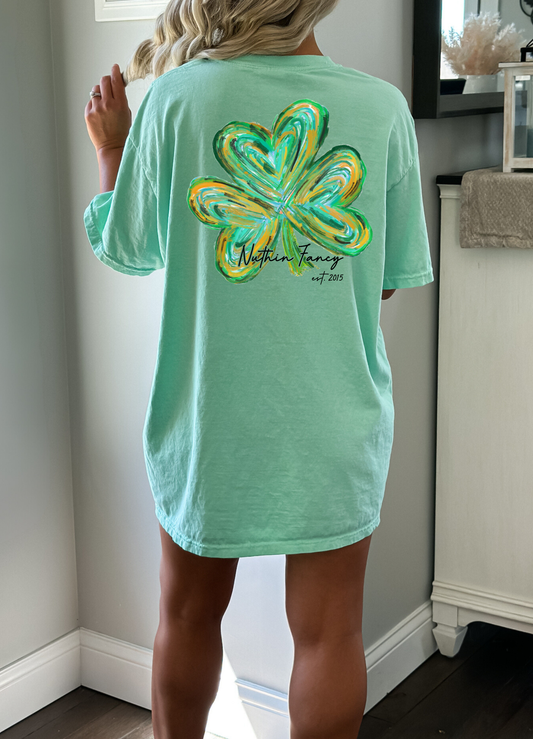 Watercolor Nuthin Fancy Shamrock Comfort Colors Mint