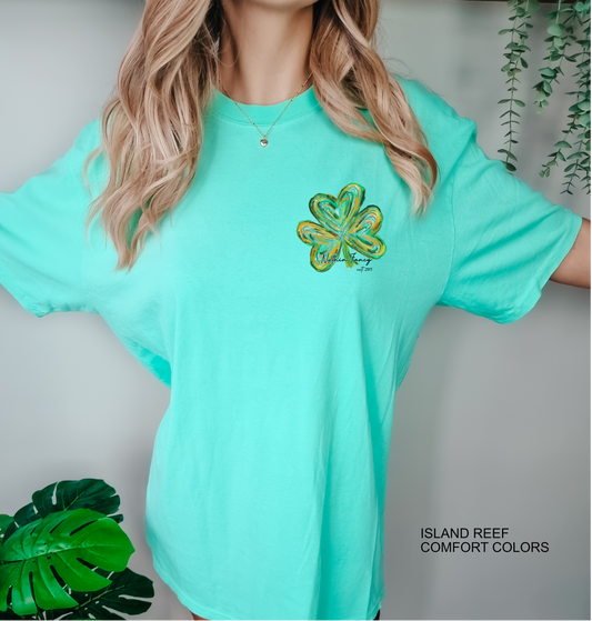 Watercolor Nuthin Fancy Shamrock Comfort Colors Mint