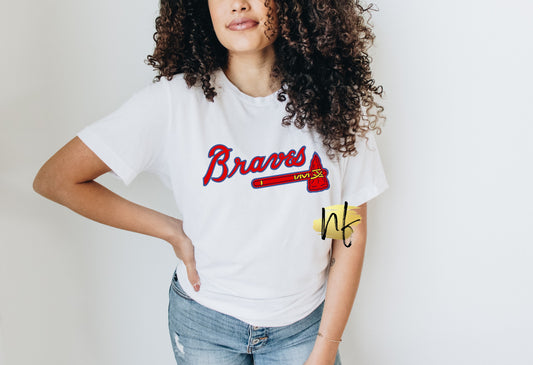 Simple Red with Blue Outline Atlanta Team, White