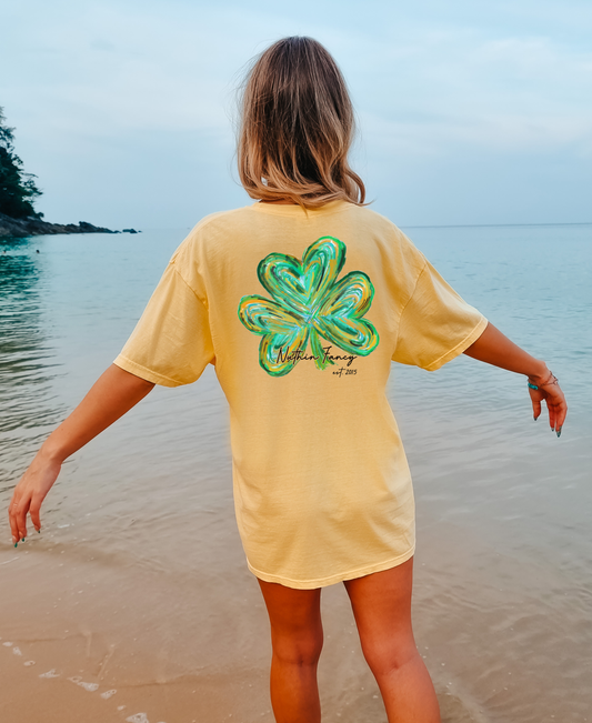 Watercolor Nuthin Fancy Shamrock Comfort Colors Yellow