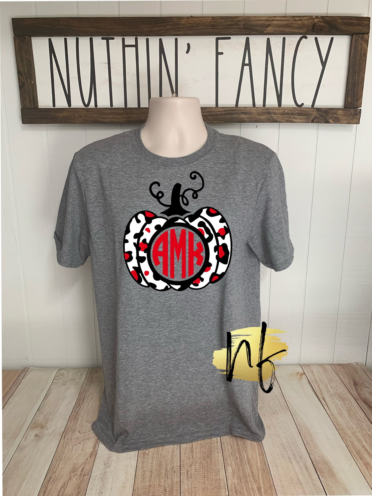 Monogram Red and Black Leopard Pumpkin