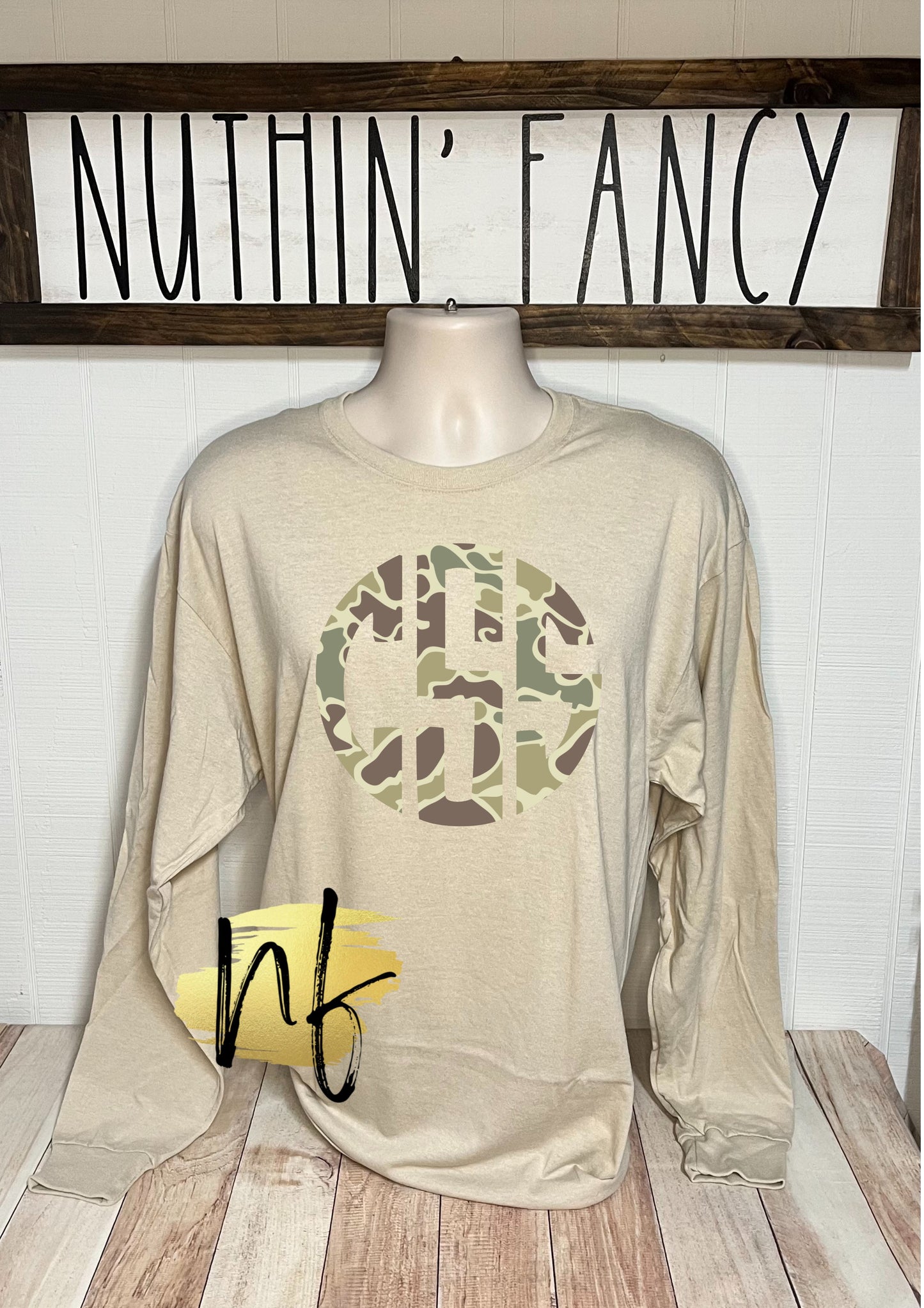 Old Camo Circle Monogram Tan Long Sleeve