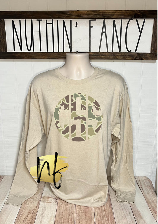 Old Camo Circle Monogram Tan Long Sleeve
