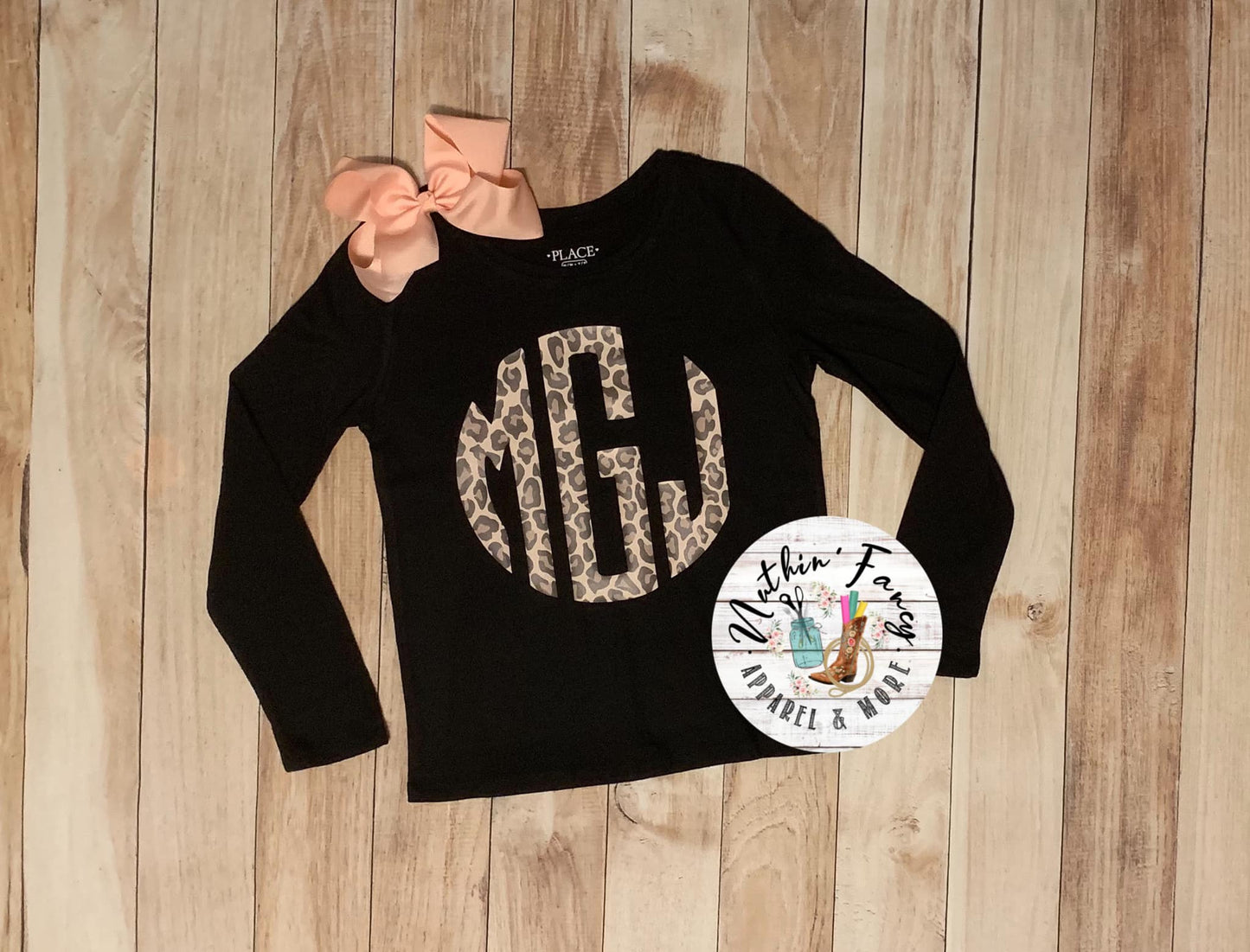 YOUTH/INFANT Circle Leopard Monogram, Black