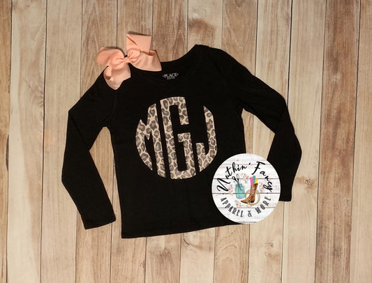 YOUTH/INFANT Circle Leopard Monogram, Black