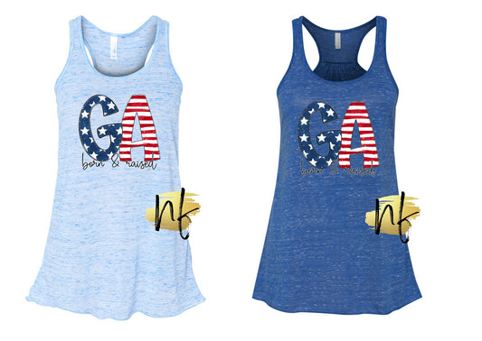 ALL State(s) Born and Raised Racerback Tank