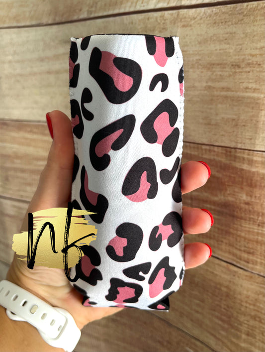 Slim Can Koozie Pink Leopard