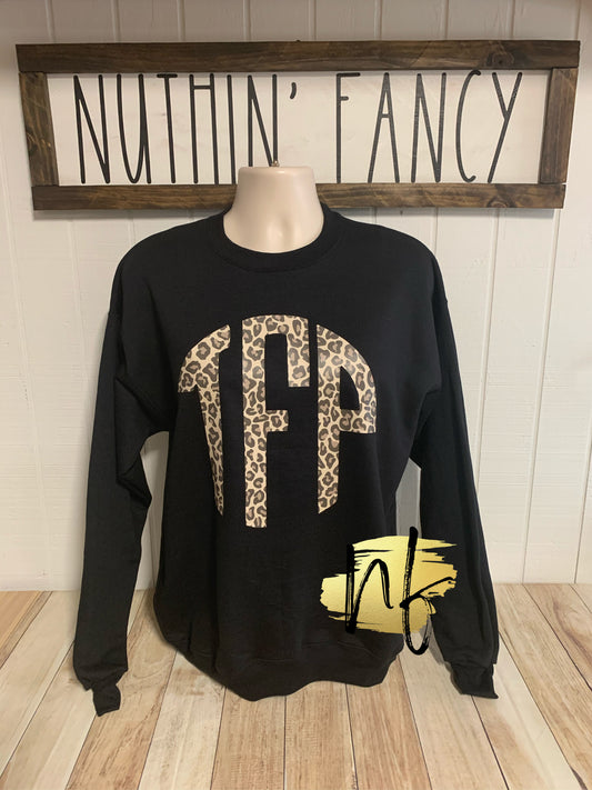 Circle Leopard Monogram Sweatshirt, Black