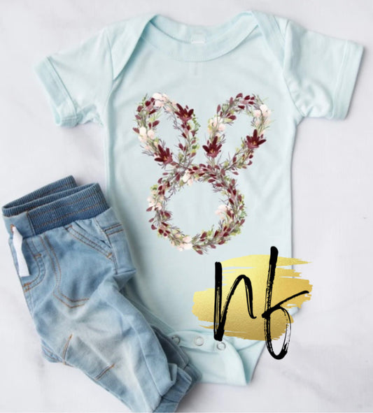 Floral Bunny Outline