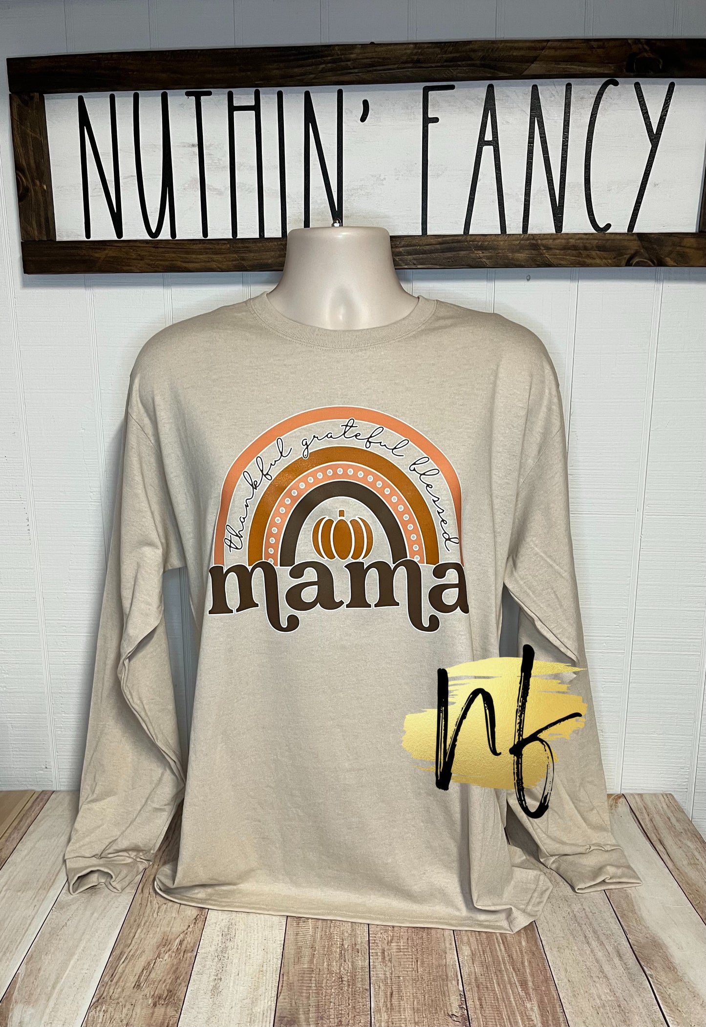 Thankful Grateful Blessed Mama Rainbow Longsleeve