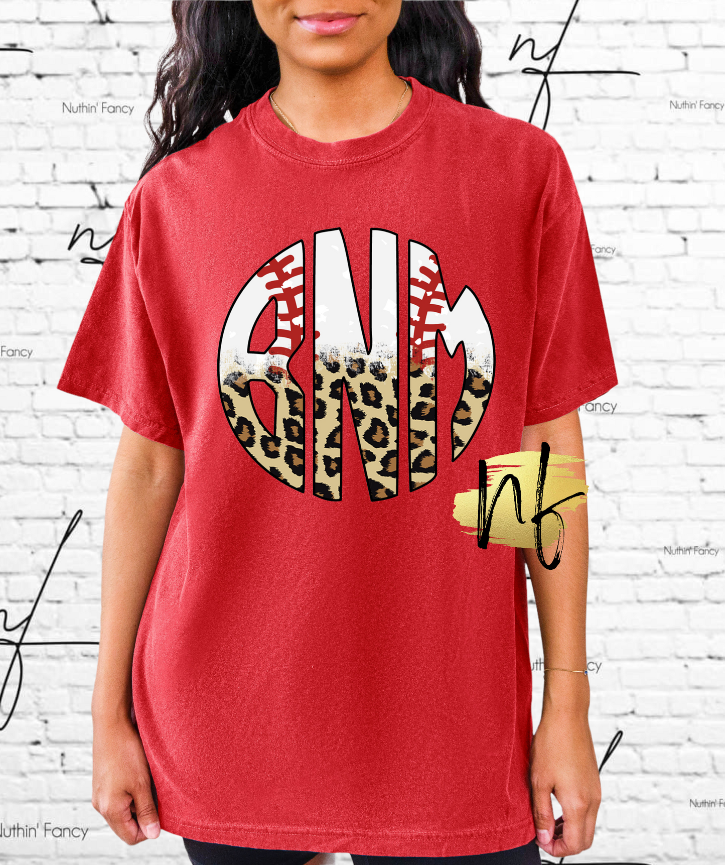 Baseball Monogram with Leopard