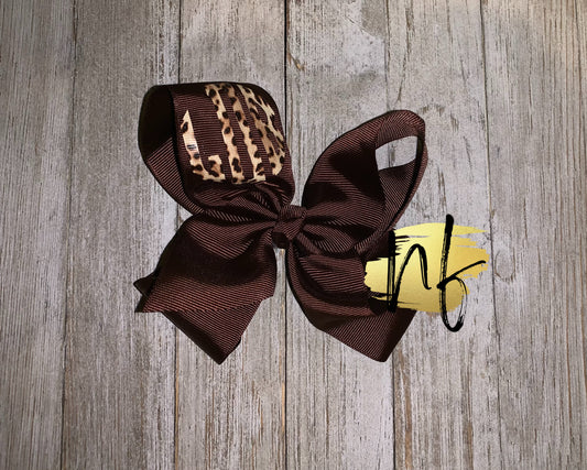 Leopard Print Girls Bow