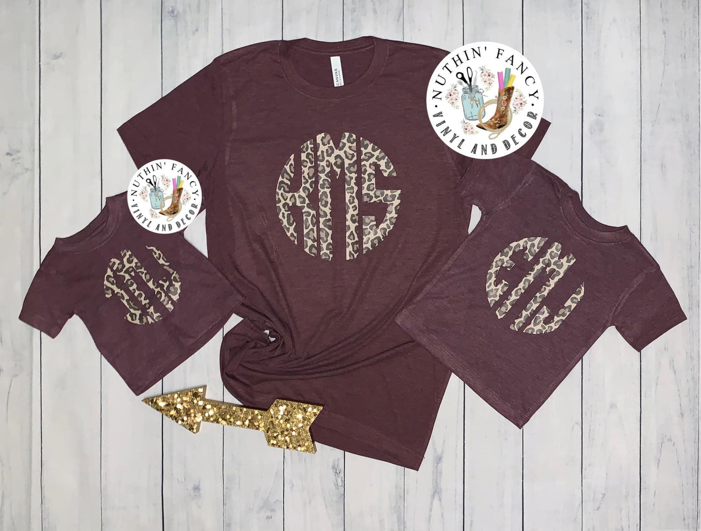 Leopard Circle Monogram, Maroon