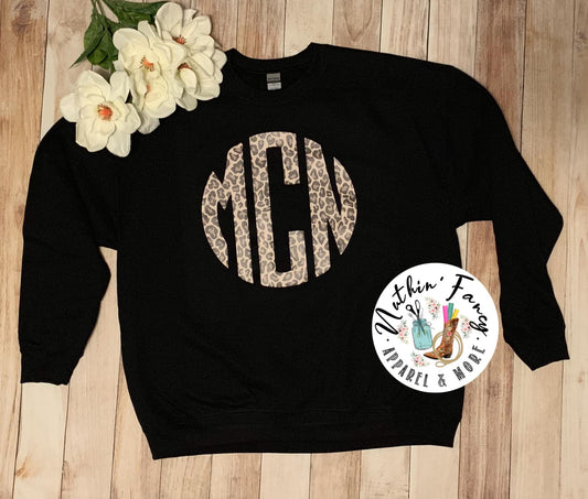 YOUTH Circle Leopard Monogram Sweatshirt, Black