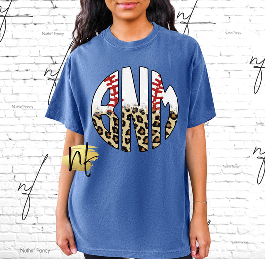 Baseball Monogram with Leopard