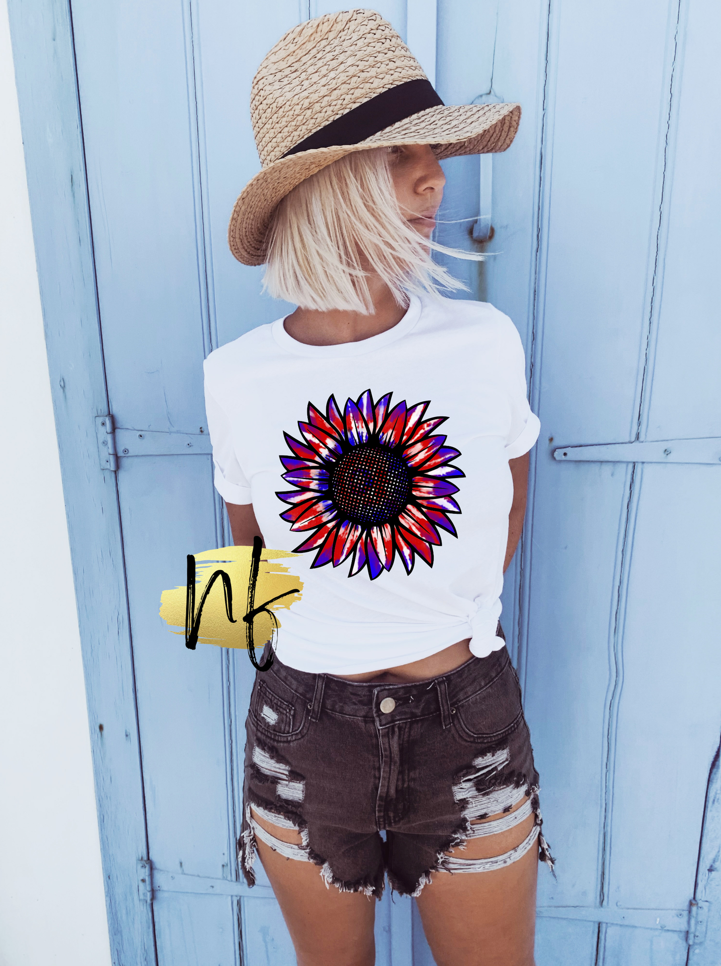 Patriotic Tie Dye Sunflower