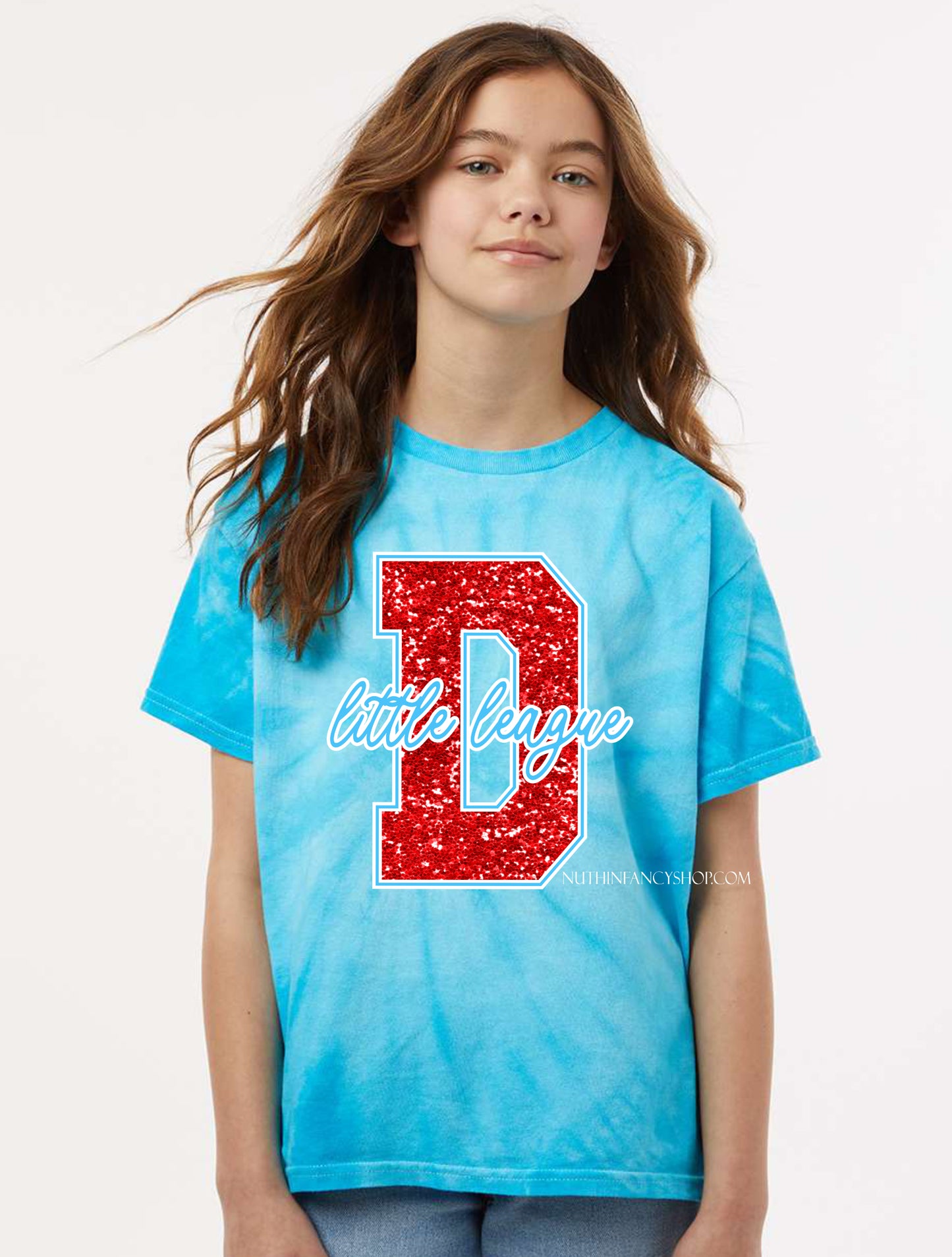 Dudley Little League Red FAUX Glitter, BRIGHT BLUE