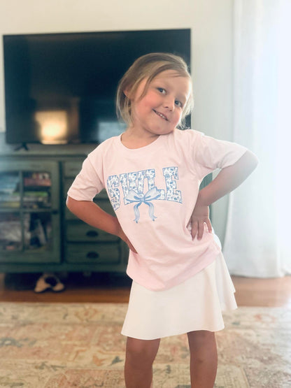 SWLE Preppy Blue Floral on Light Pink