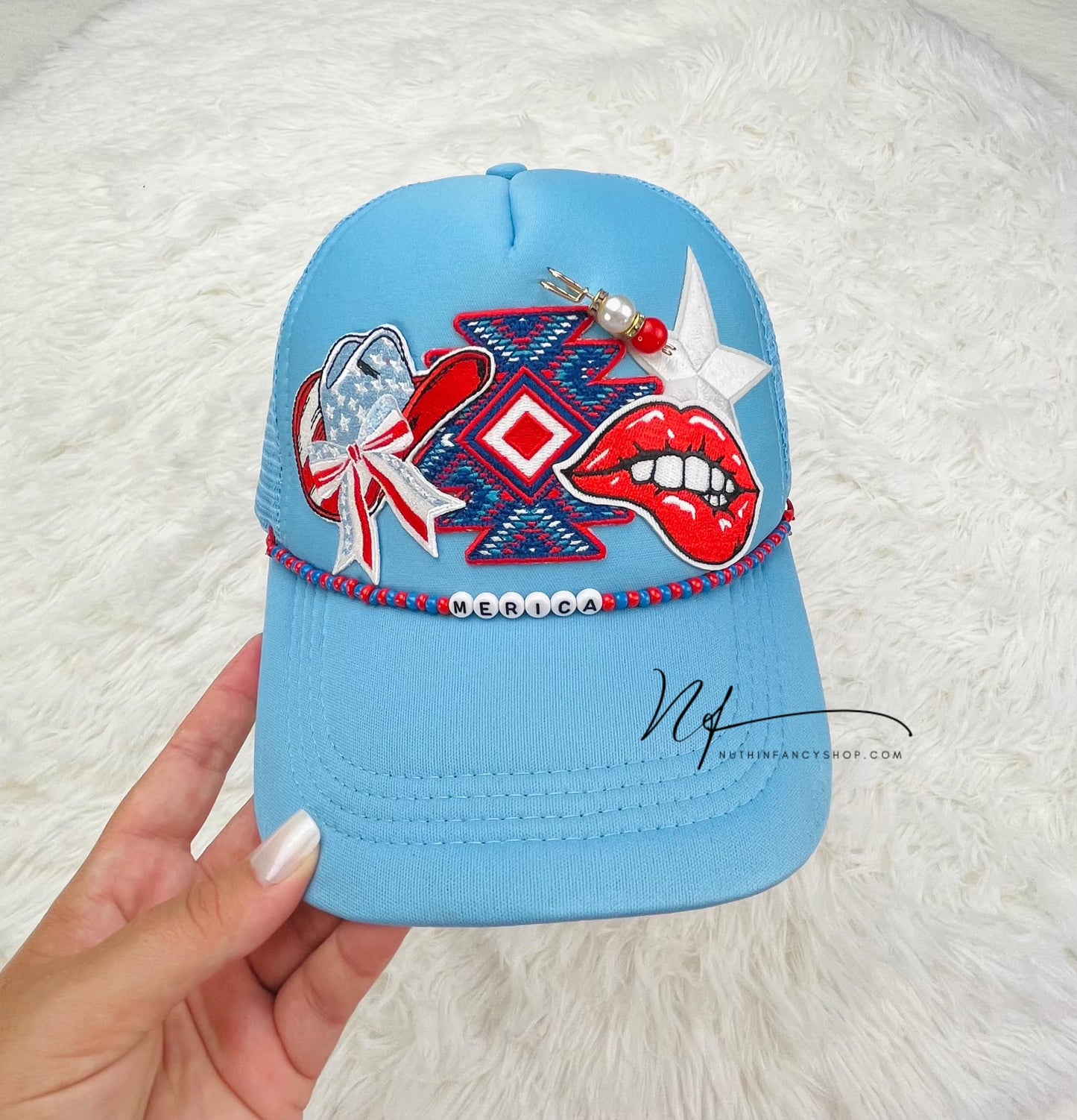 Patriotic 'Merica Cowgirl Light Blue