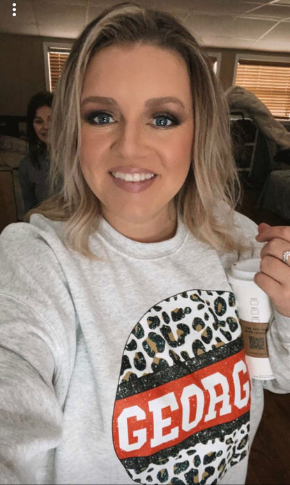 Circle Leopard Glitter State Sweatshirt
