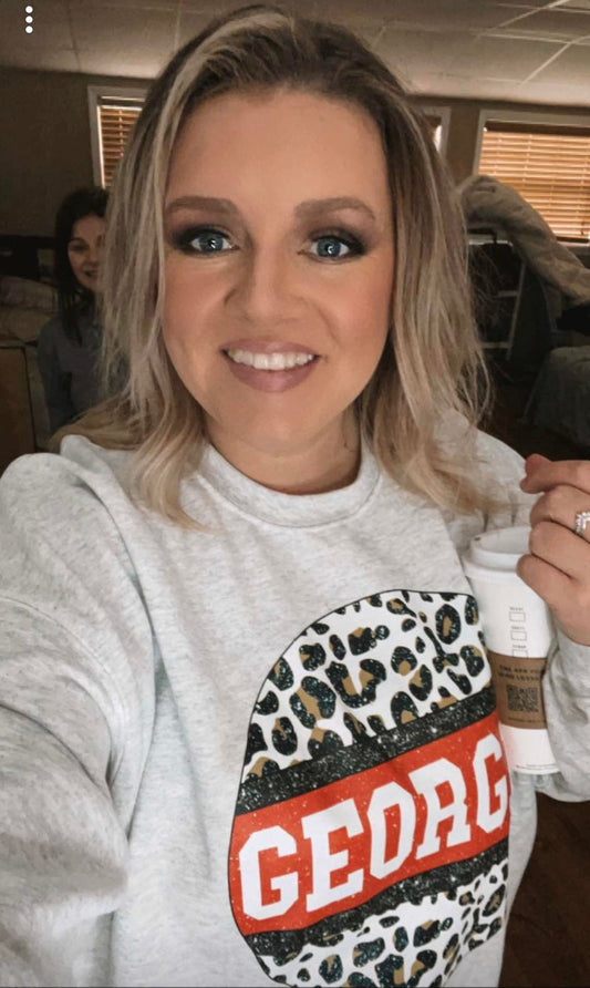 Circle Leopard Glitter State Sweatshirt