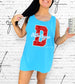 Dudley Little League Red FAUX Glitter Design on Bright Blue