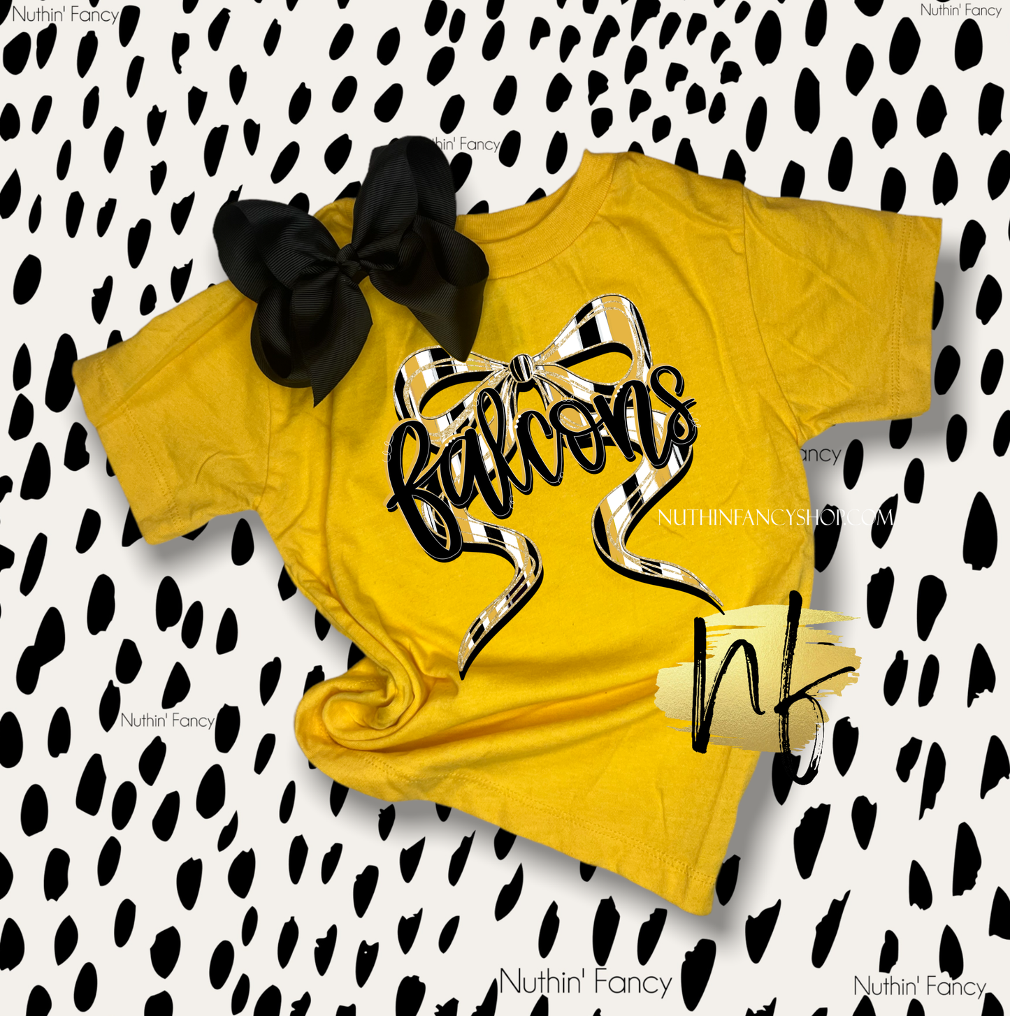 Falcons Hand Drawn Bow on Yellow Gold