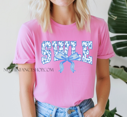 SWLE Preppy Blue Floral on Light Pink