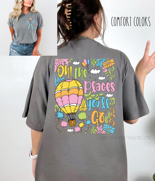 Boho Pastel Oh The Places on Grey