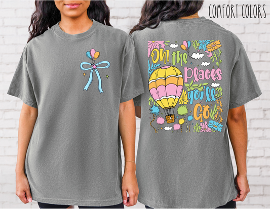 Boho Pastel Oh The Places on Grey