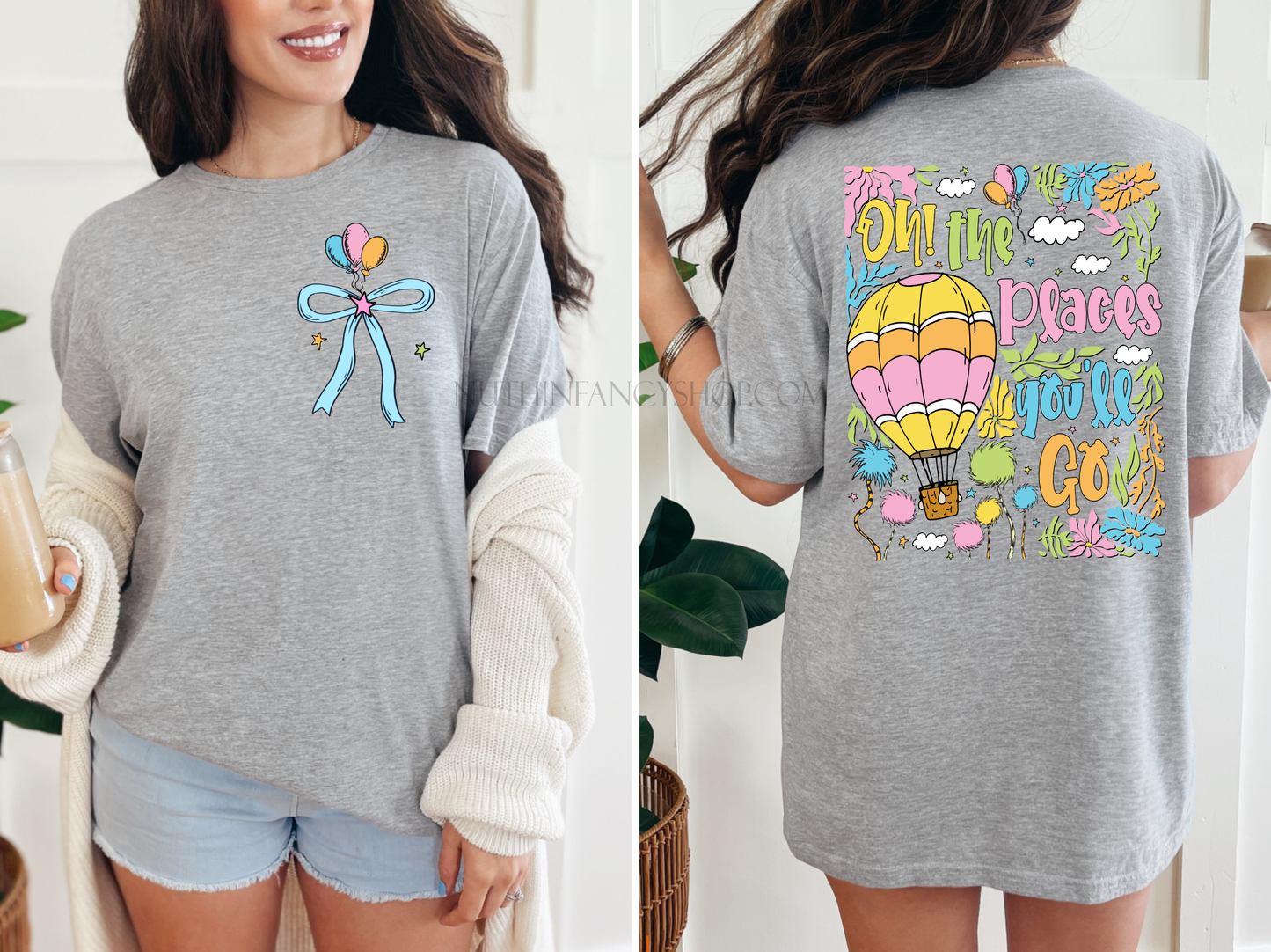 Boho Pastel Oh The Places on Grey
